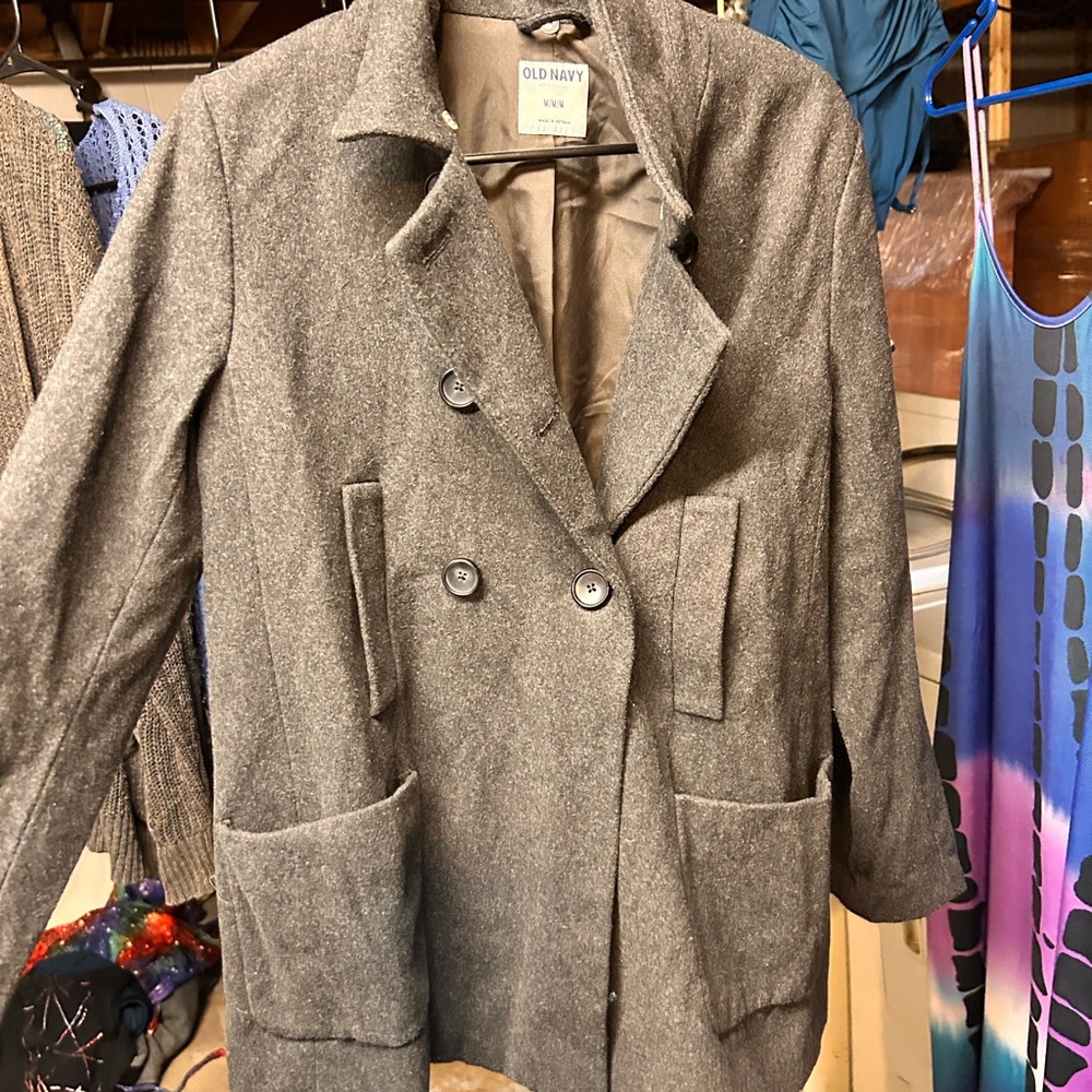 Old Navy Women's Charcoal Pea Coat